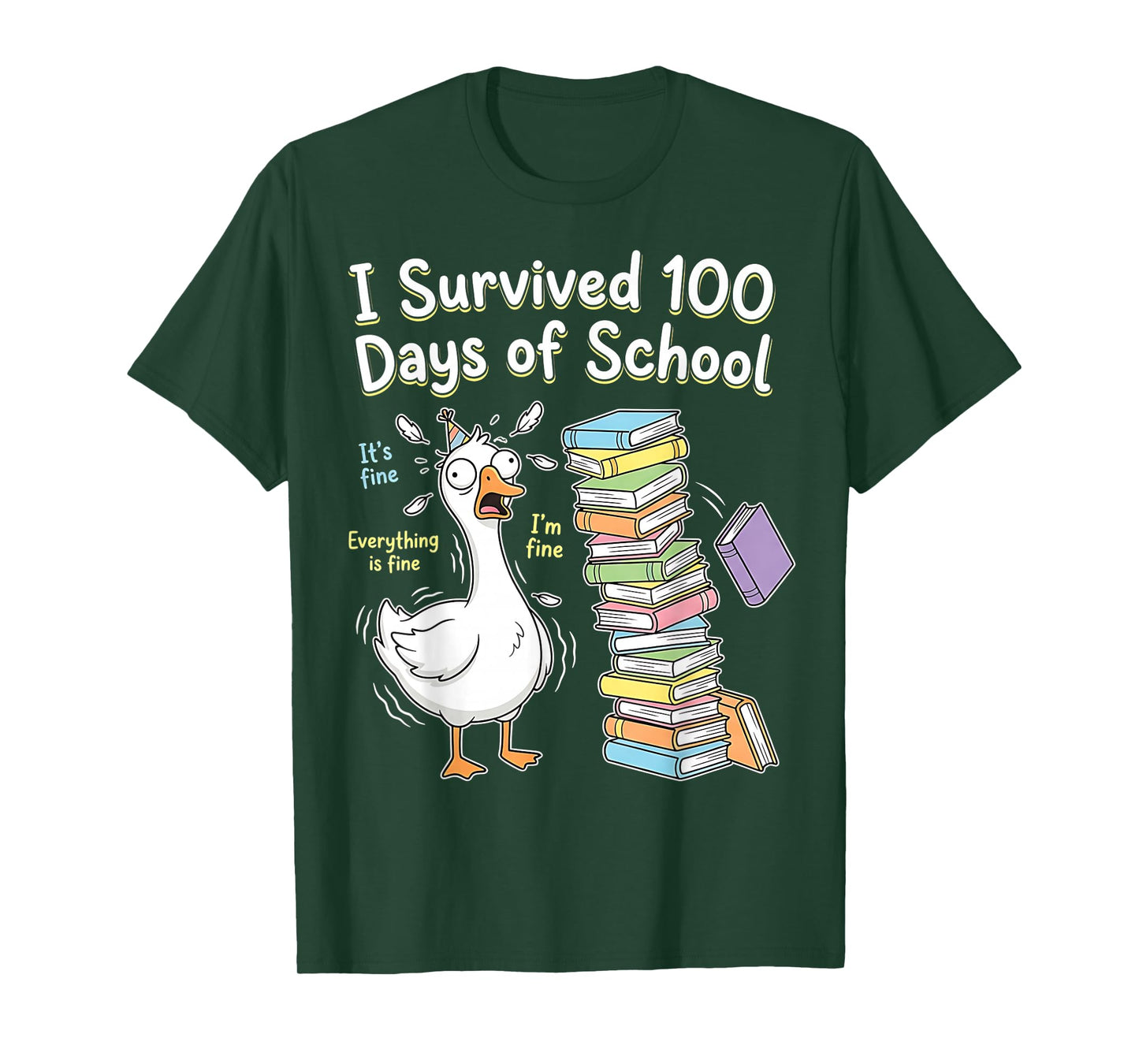 I Survived 100 Days of School Funny Goose 100th Day Teacher T-Shirt