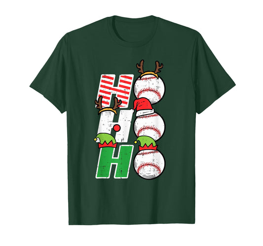 Ho Ho Baseball Elf Candy Cane Funny Christmas Sport Lovers T-Shirt