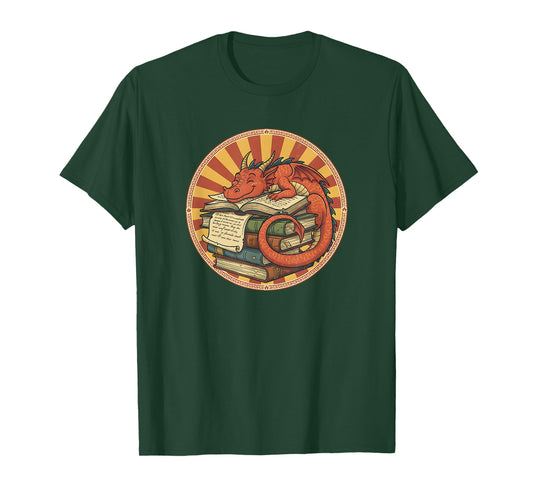 Book Lover Dragon Bookworm Reading Librarian T-Shirt