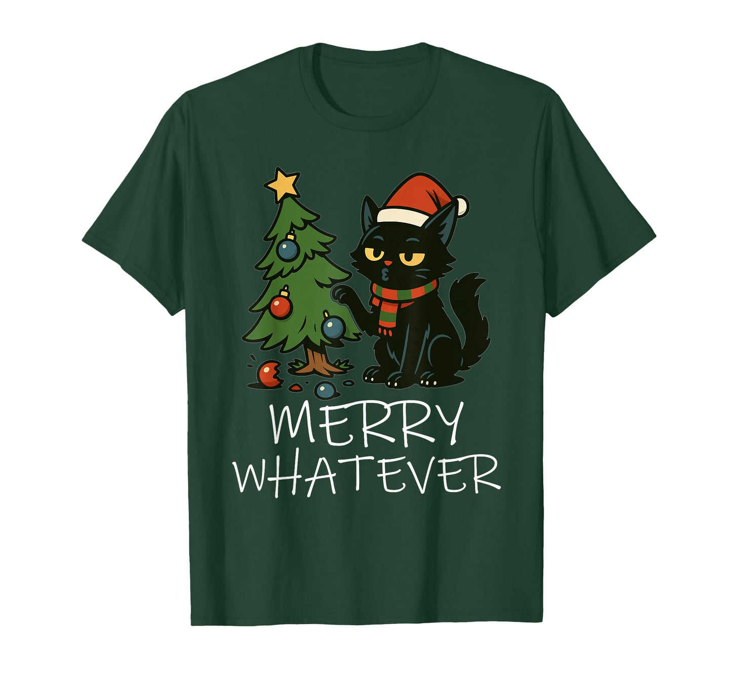 Funny Christmas Cat Tee, Grumpy Holiday Humor for Cat-Merry T-Shirt