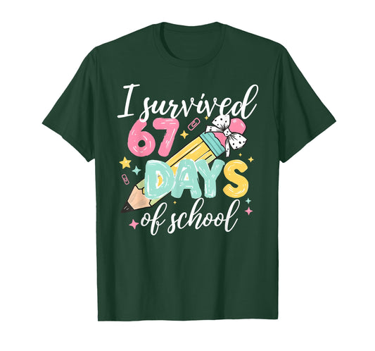 I Survived 67 Days of School Funny Six Seven Meme Teacher T-Shirt