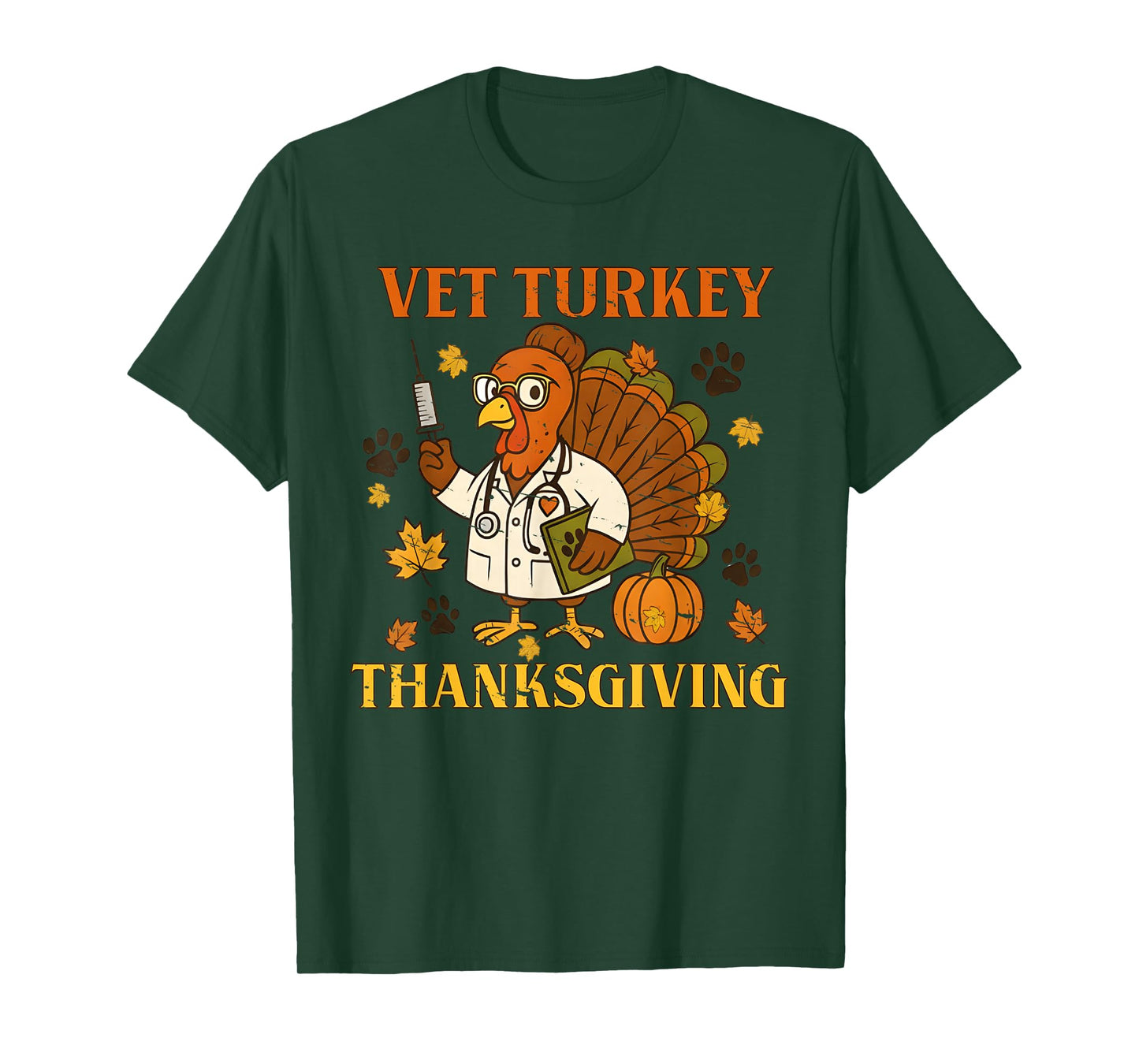Funny Vet Turkey Thanksgiving Veterinary Tech Turkey Day Tee T-Shirt