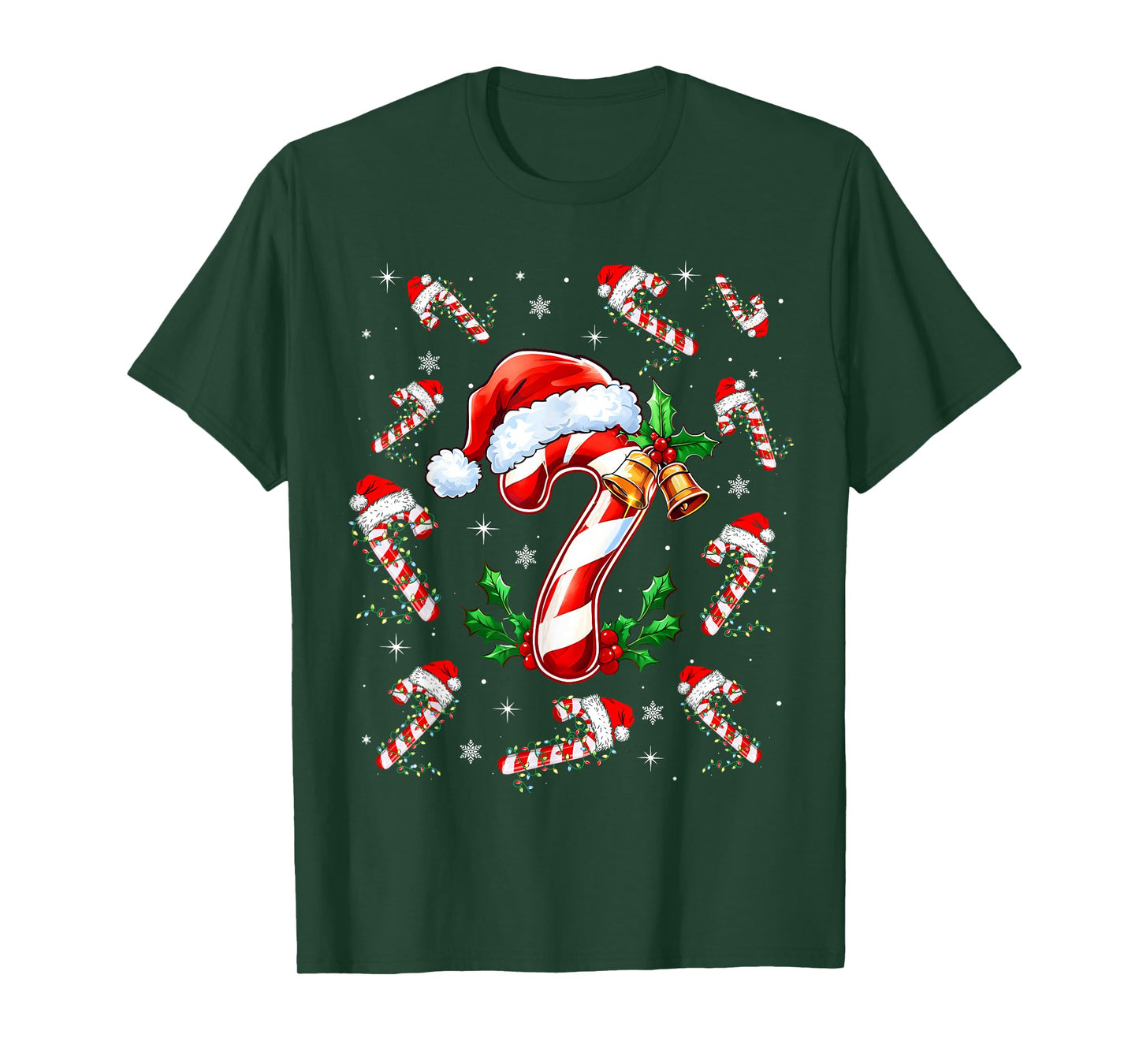 Christmas Fun Six Seven 6 7 Meme Slang Couples Candy Cane T-Shirt