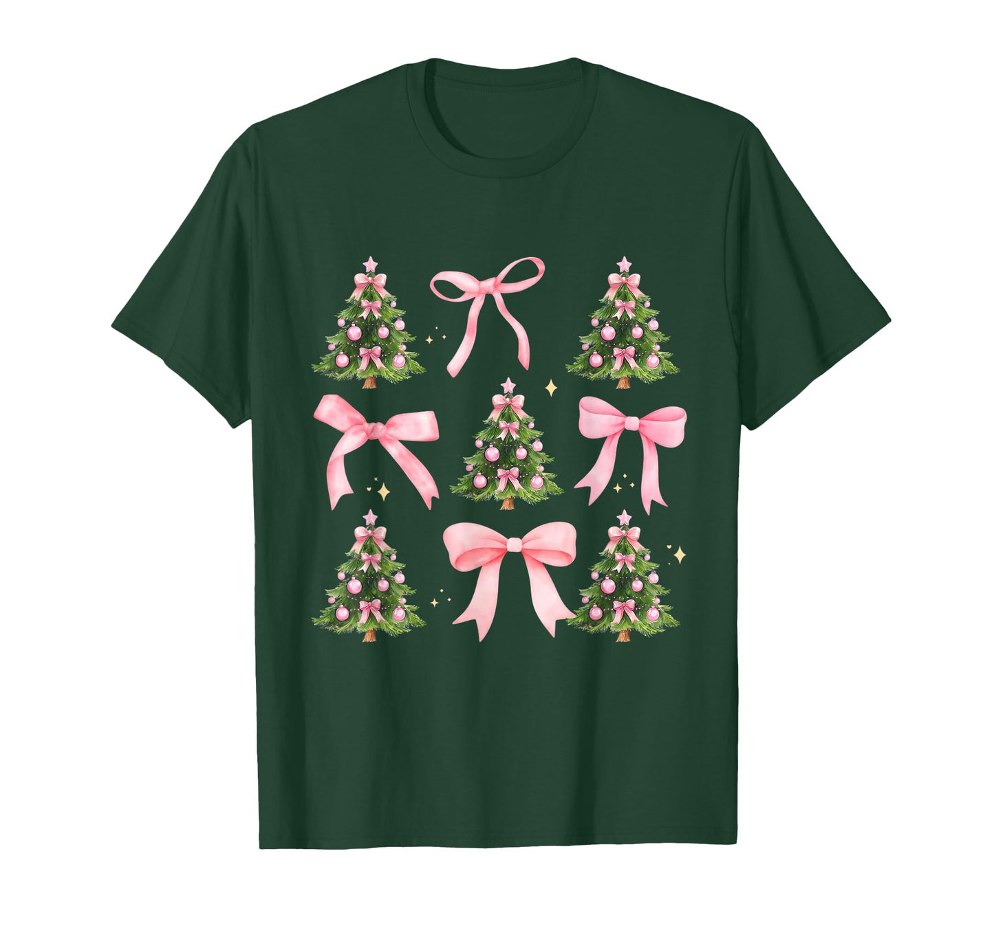 Funny Coquette Bow Christmas Tree Xmas Holiday Womens Girl T-Shirt