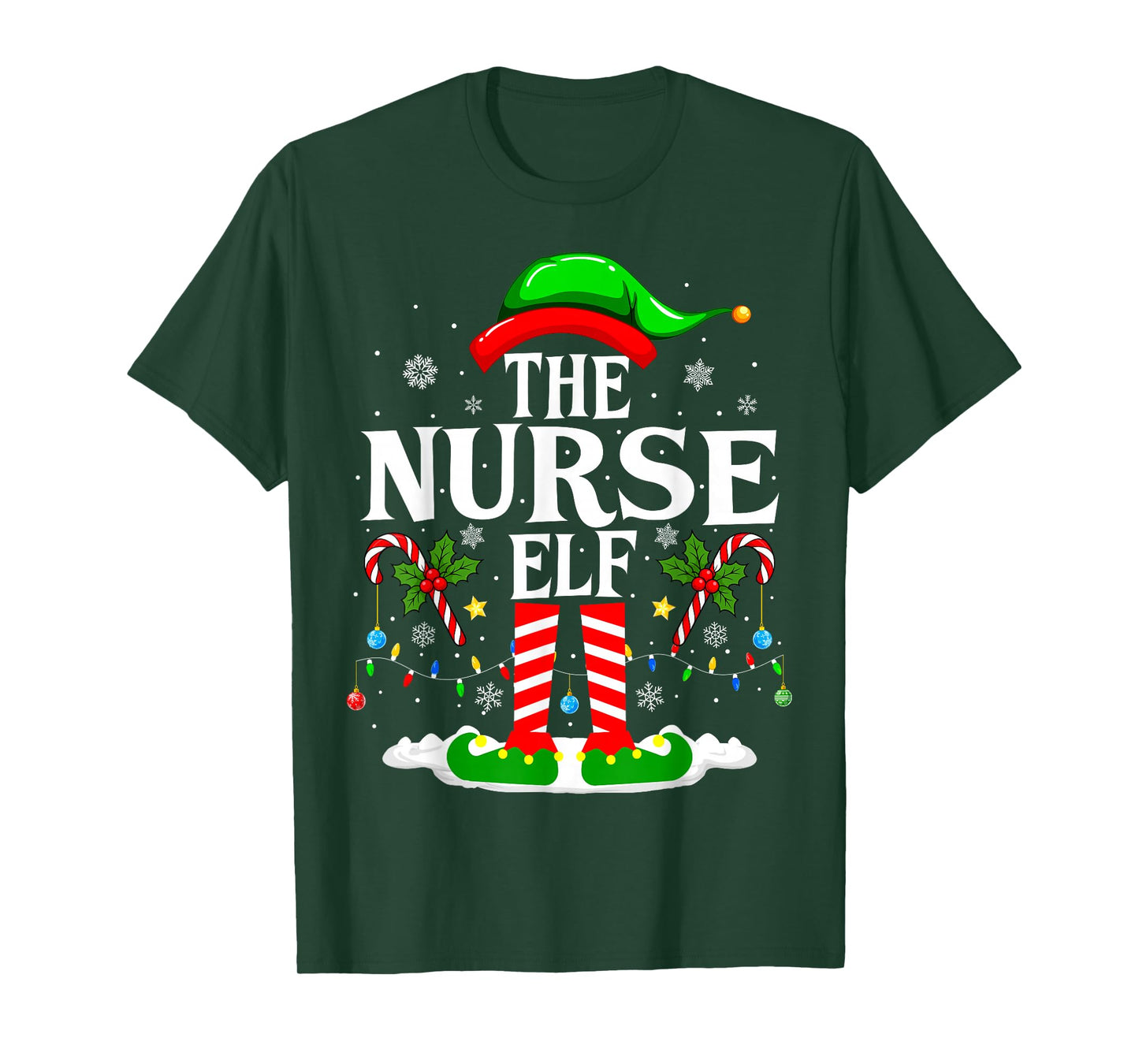 The Nurse Elf Christmas Nursing Funny RN Christmas Nurse T-Shirt