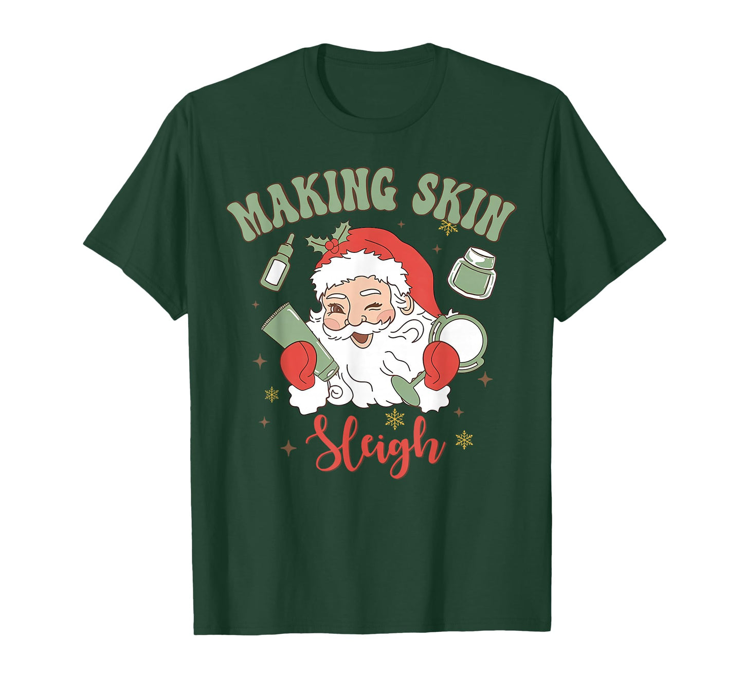 Christmas Esthetician Making Skin Sleigh Santa Makeup Artist T-Shirt