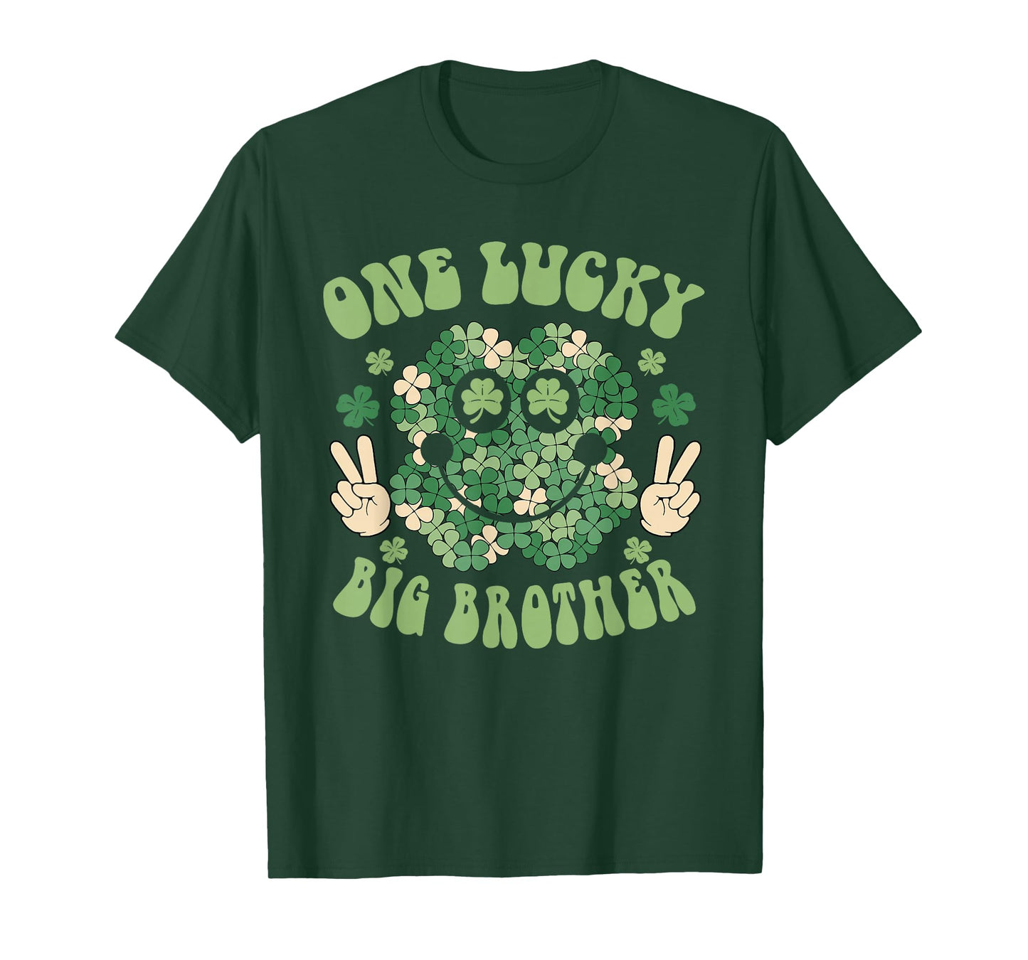 St Patricks Day Family Matching Groovy One Lucky Big Brother T-Shirt