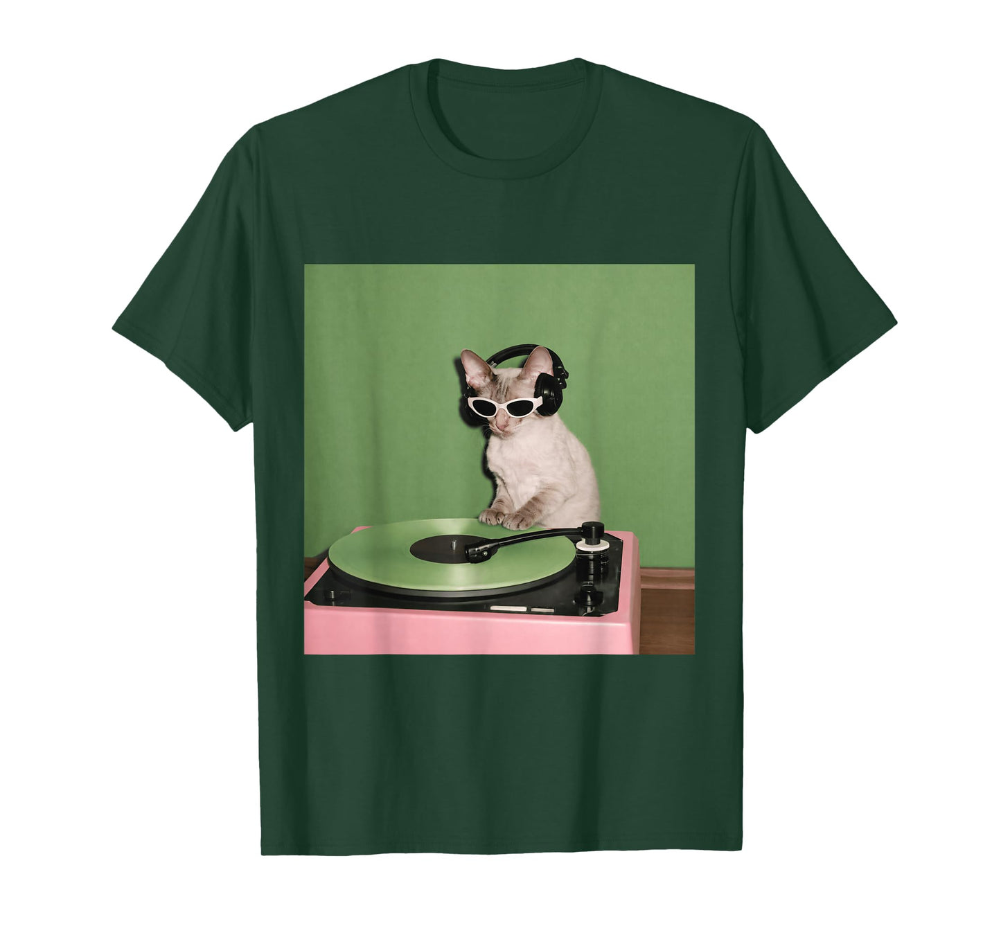 Cool DJ Cat Meme Vinyl Record Funny Retro Music Aesthetic T-Shirt