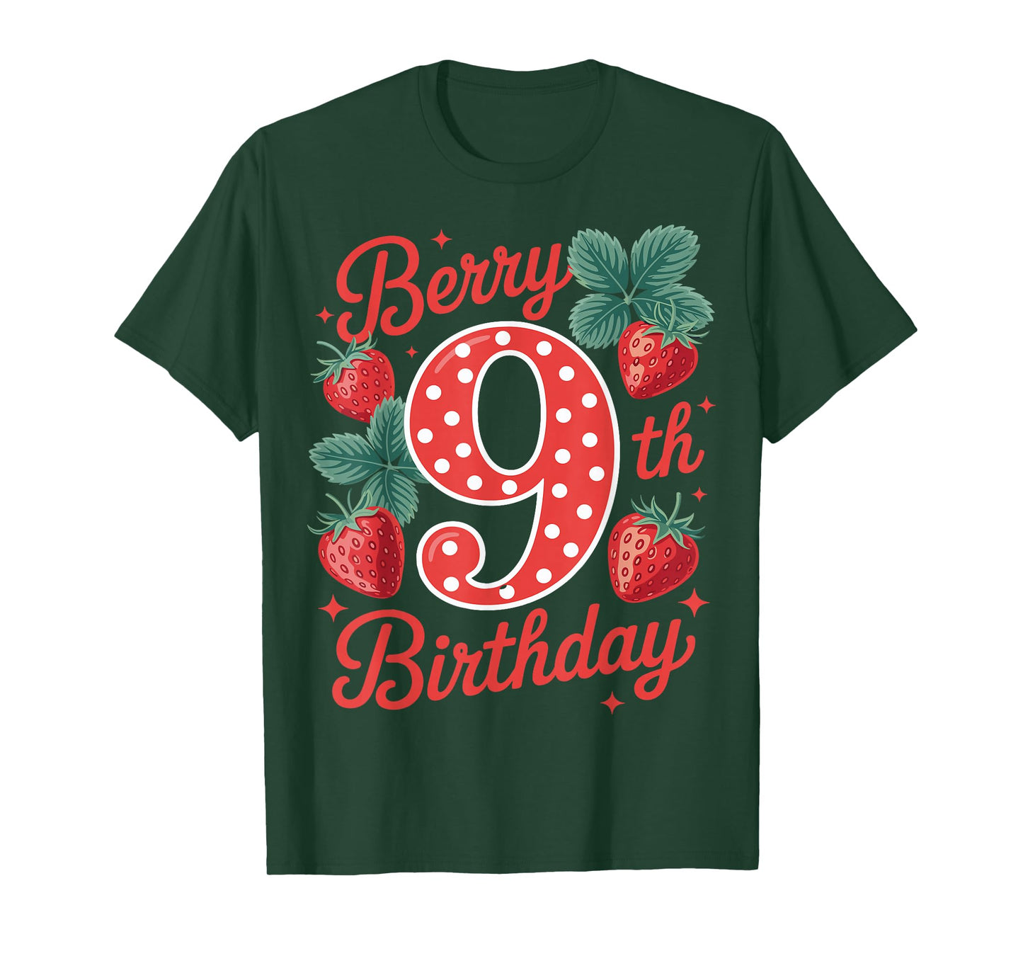 Kids Age 9 Strawberry Fruit Berry 9th Birthday Girl Sweet T-Shirt