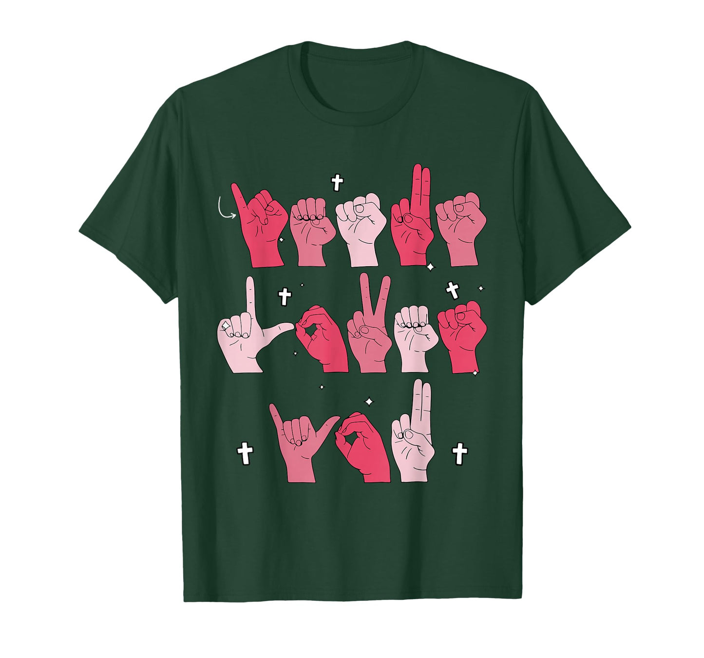 Jesus Loves You ASL Sign Language Christian Valentine Women T-Shirt
