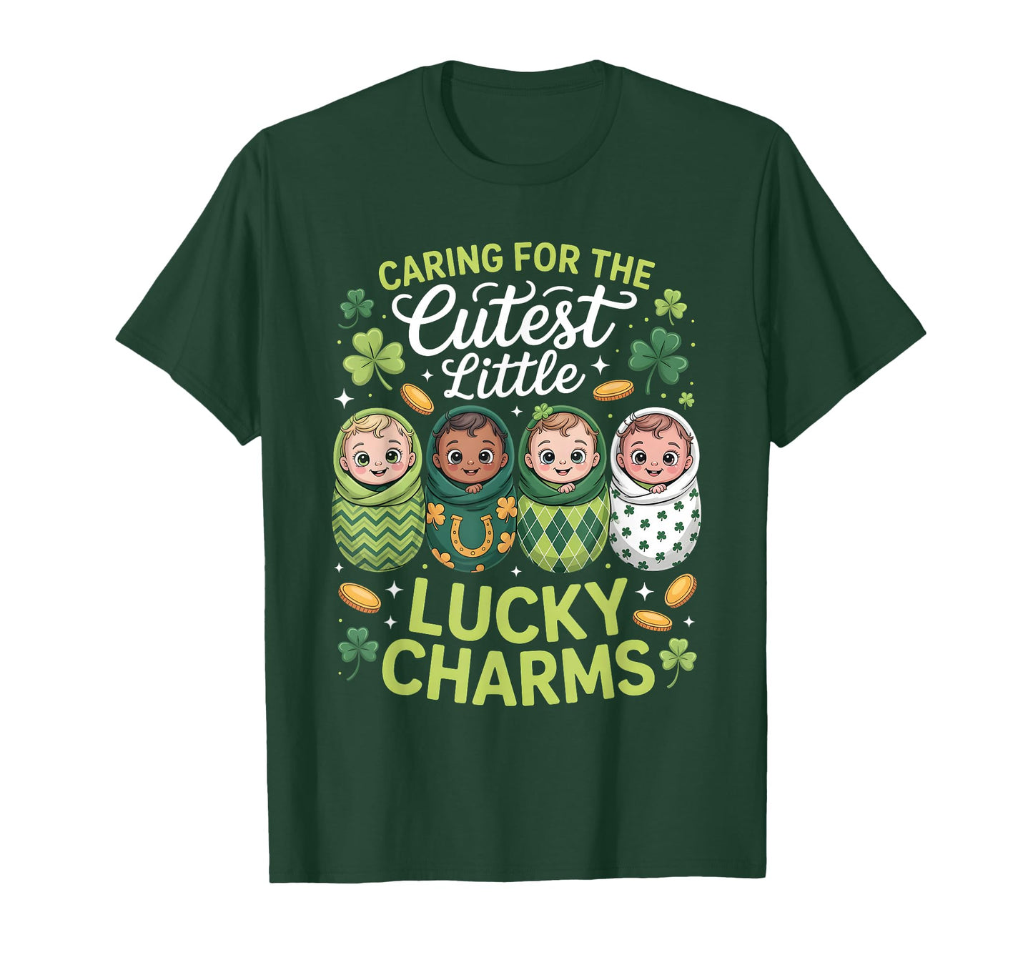 Caring for The Cutest Little Lucky Charms NICU St Patricks T-Shirt