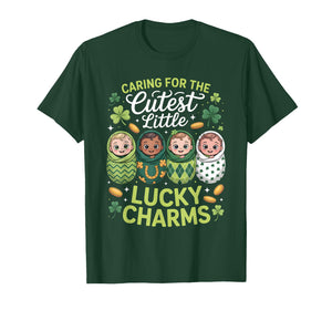 Caring for The Cutest Little Lucky Charms NICU St Patricks T-Shirt