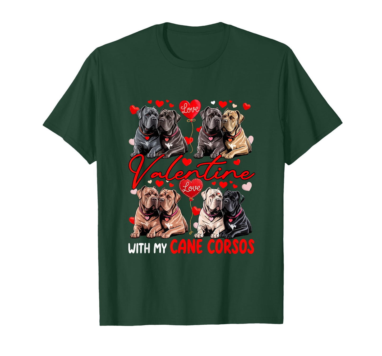Valentine with My Cane Corsos Couple Dogs Costume Owner Kids T-Shirt