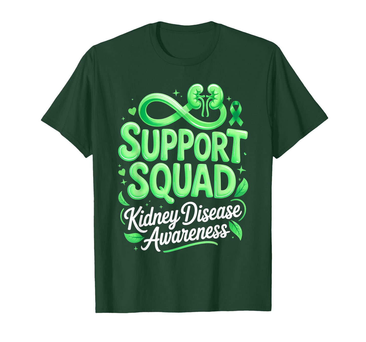 Green Ribbon Support Squad Kidney Disease Awareness T-Shirt