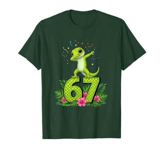 Six Seven Meme Dabbing Baby Gecko 67 Funny Gen Z Apha T-Shirt