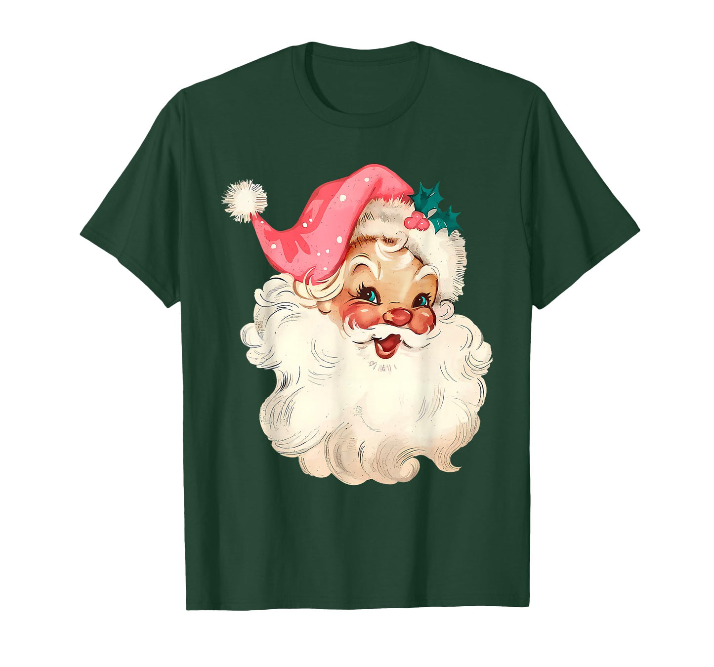 Santa Claus Pink Christmas Face Old Xmas Vintage Pink Santa T-Shirt