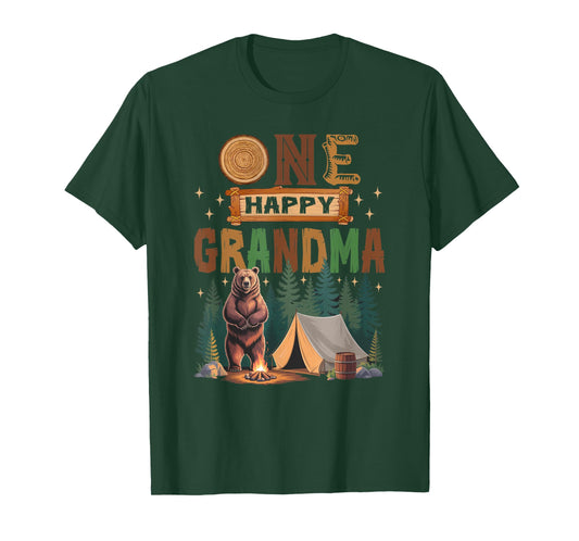 One Happy Grandma Camper 1St Birthday Camping Bear T-Shirt