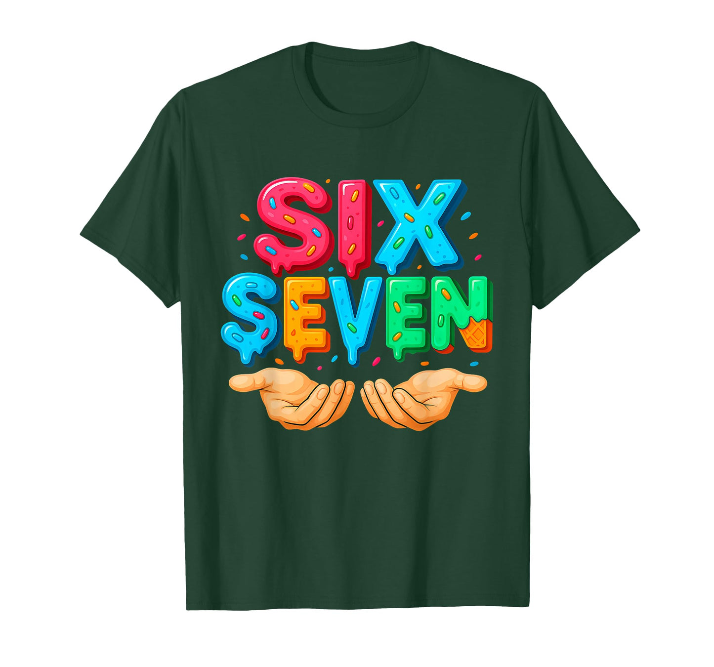 Six Seven Hands Ice Cream Drip 67 Funny Meme T-Shirt