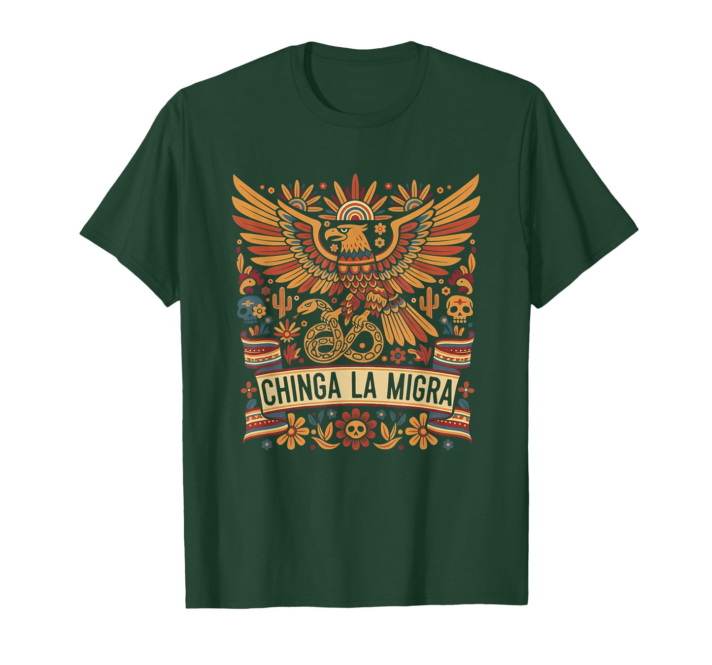 Chinga La Migra Retro Mexican Art Spanish Latino Immigrant T-Shirt