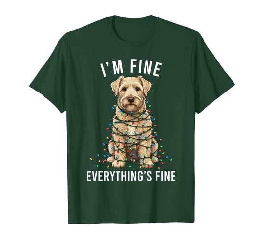 Wheaten Terrier Christmas I'm Fine Everything is Fine T-Shirt