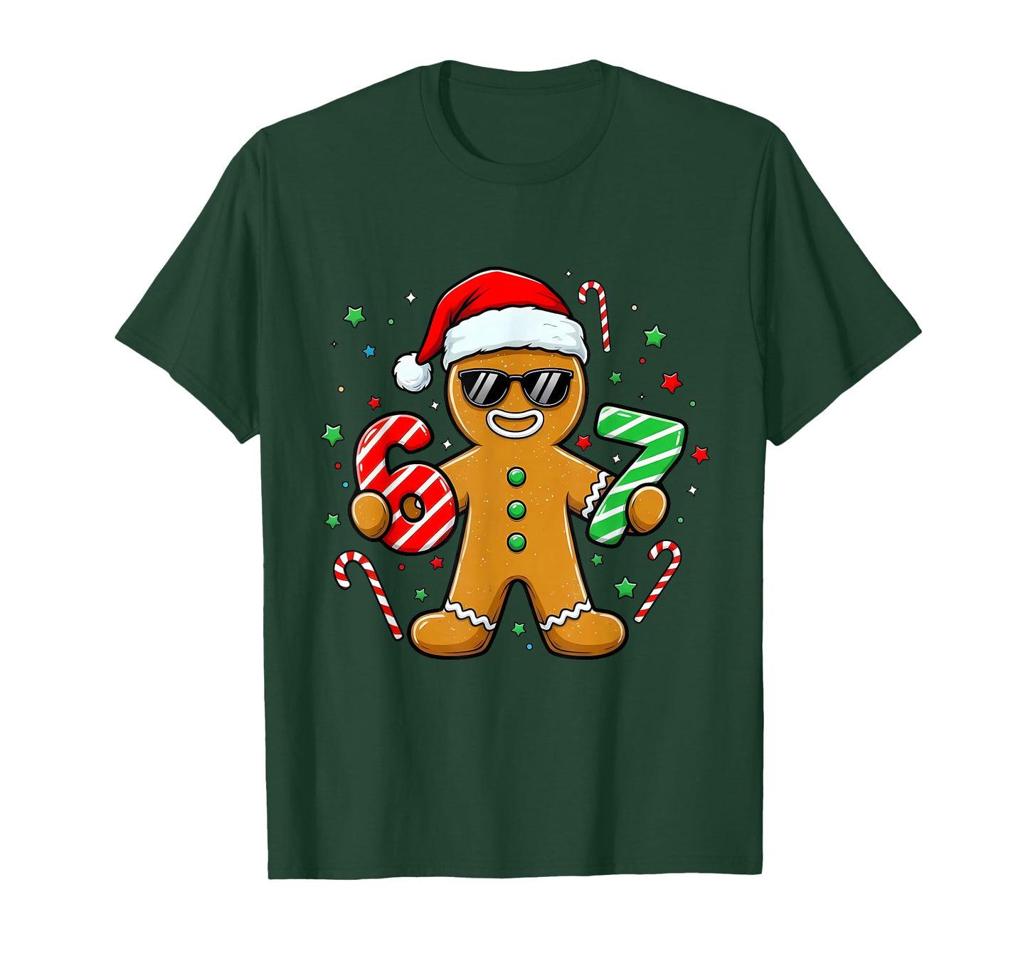 Funny Gingerbread Six Seven 67 Ice Cream Drip Christmas Boys T-Shirt