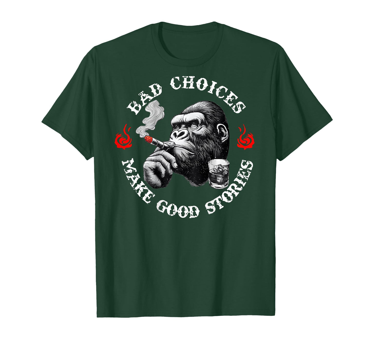 Bad Choices Make Good Stories Funny Monkey (On Back) T-Shirt