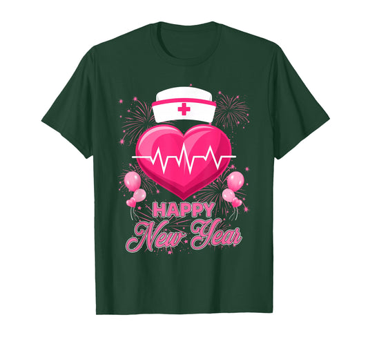 Happy New Year Nurses Heartbeat New Years Eve Party 2026 T-Shirt