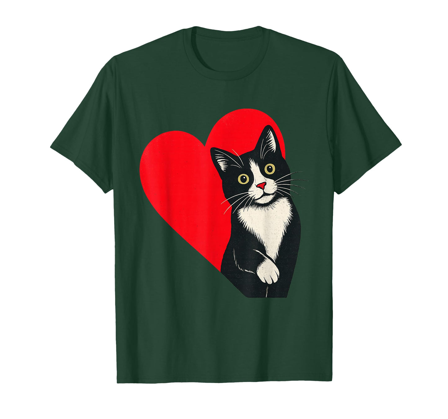 Tuxedo Cat Valentine Heart for Kitten and Animal Lovers T-Shirt