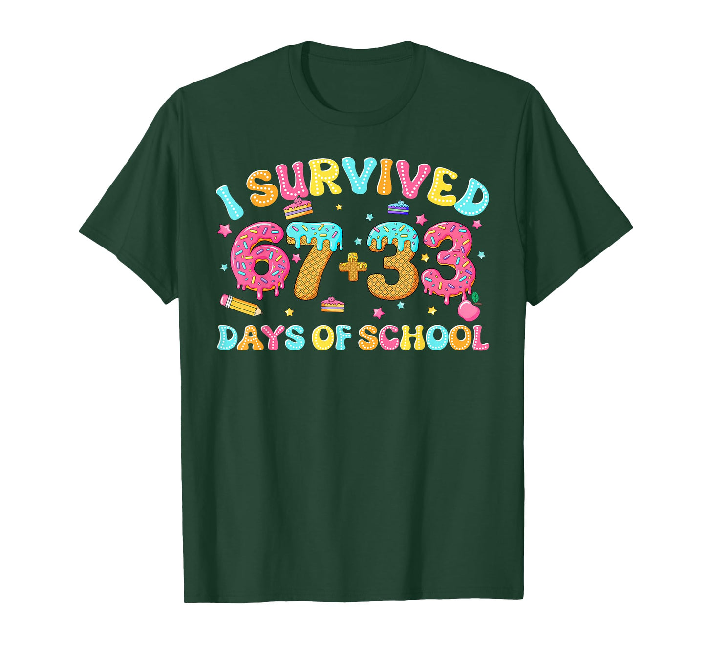 I Survived 67 + 33 Days of School Ice Cream Drip Girl Boy T-Shirt