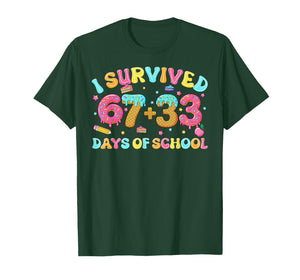 I Survived 67 + 33 Days of School Ice Cream Drip Girl Boy T-Shirt