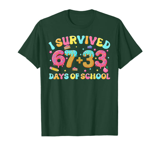 I Survived 67 + 33 Days of School Ice Cream Drip Girl Boy T-Shirt