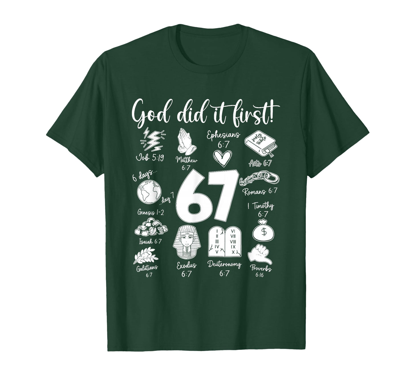 Vintage God Did It First 67 Six Seven Meme Christian Bible T-Shirt