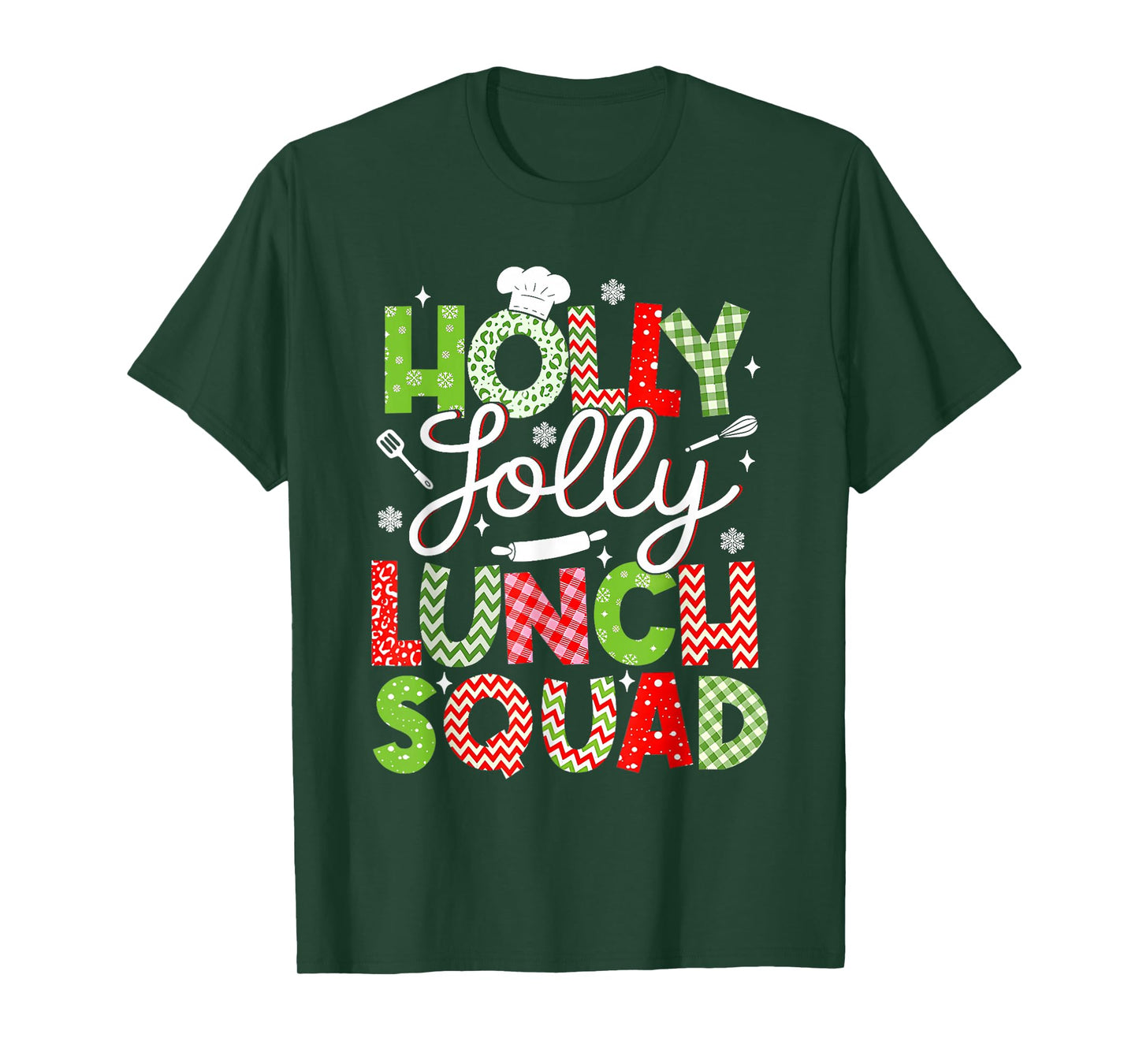 Holly Vintage Jolly Lunch Squad Cafeteria Lunch Lady Xmas T-Shirt