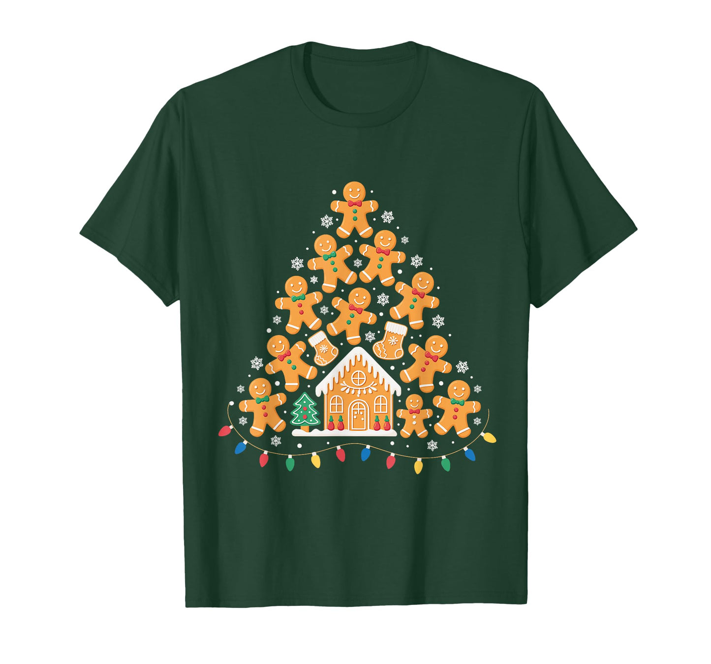 Gingerbread Christmas Tree Lights Xmas Cookie Baking Team T-Shirt