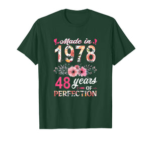 Made in 1978 Floral 48 Year Old 48th Birthday Gifts Women T-Shirt