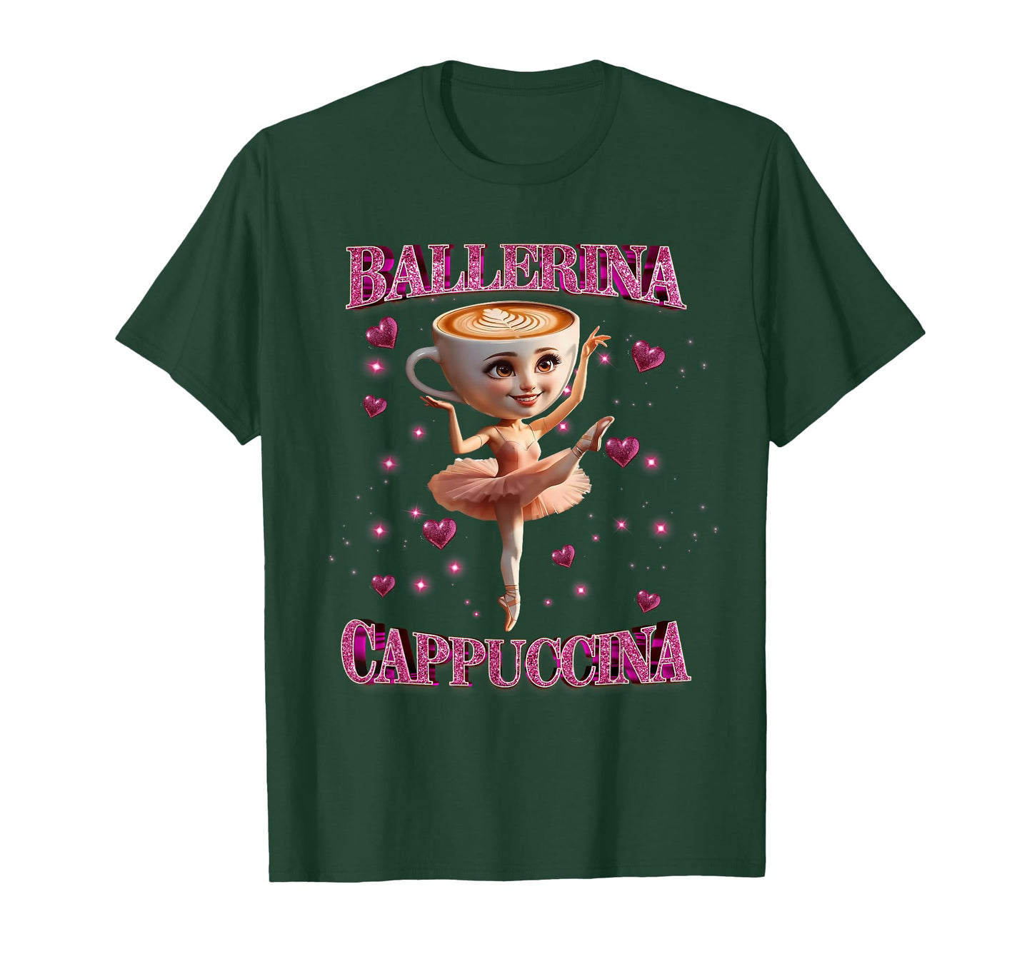 Girls Kids Italian Brainrot Meme Ballerina Cappuccina T-Shirt