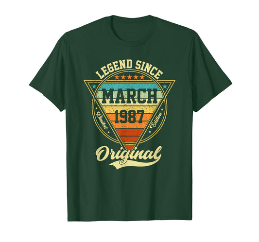 Vintage 39th Birthday Legend Since March 1987 T-Shirt