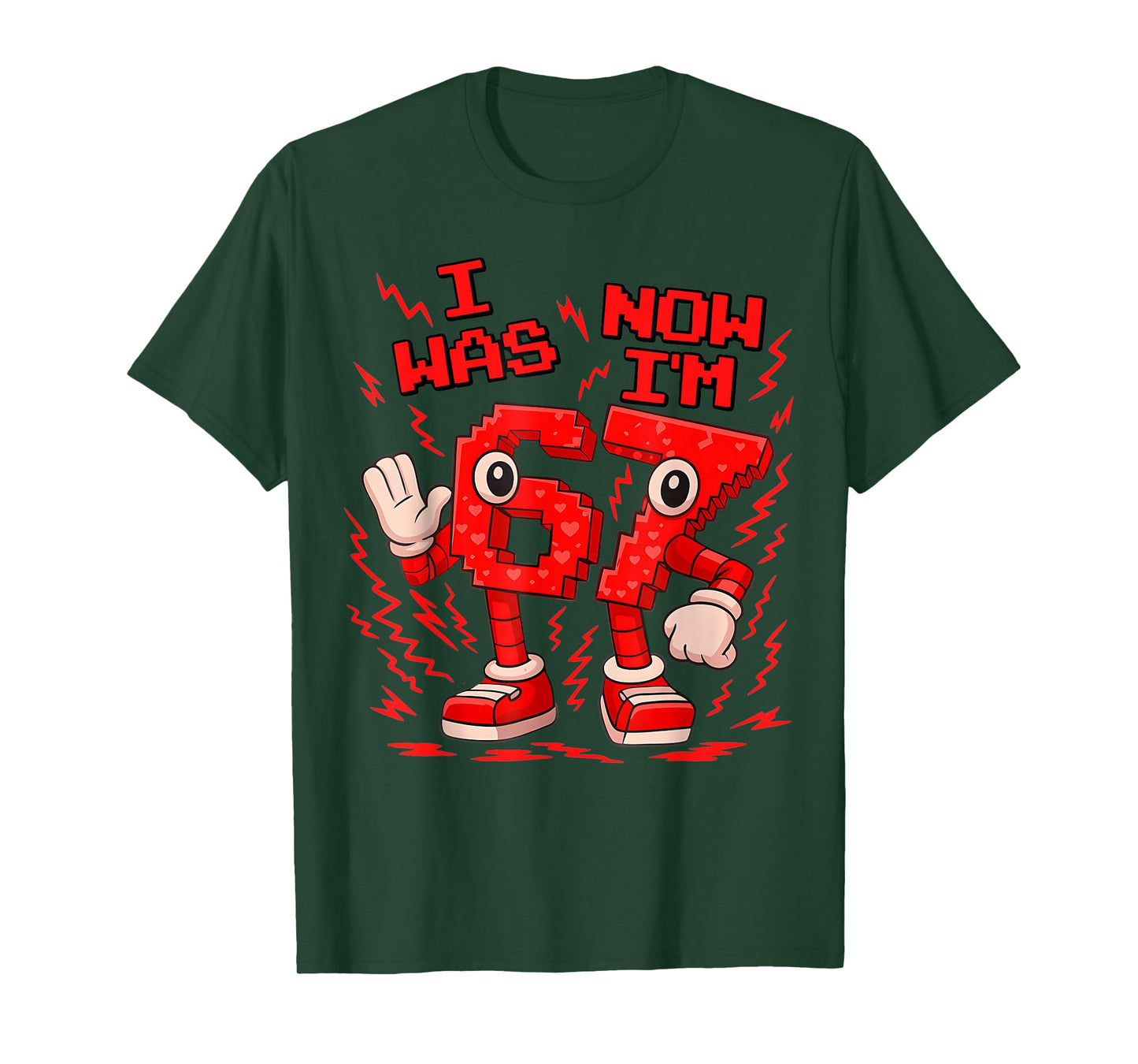 I was 6 Now I'm 7 Six Seven 7 Years Old Birthday Brainrot T-Shirt