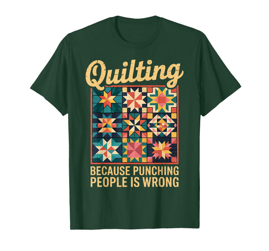 Punching People Quilter Quilts Sewing Crocheting Quilting T-Shirt