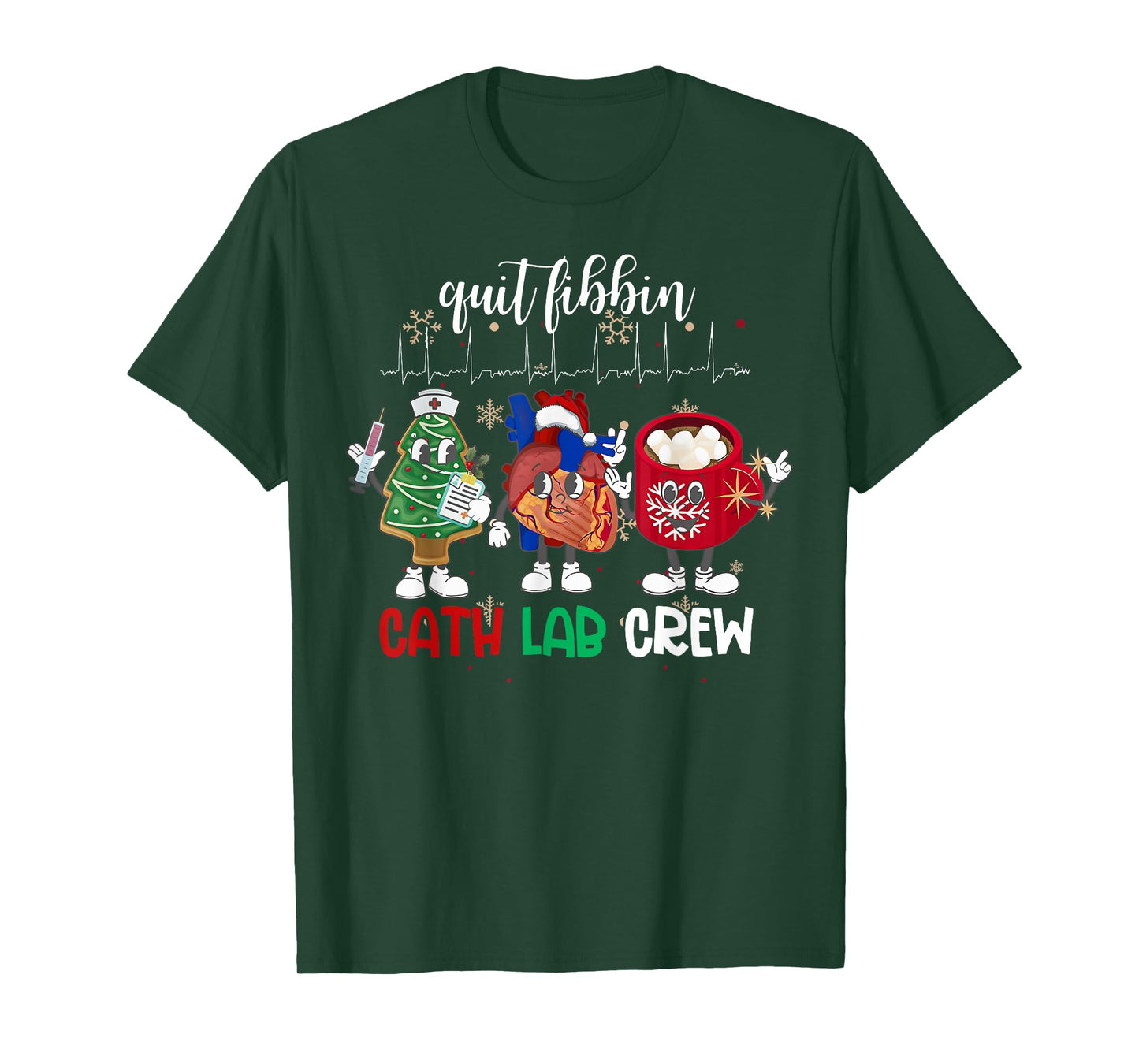 Cath Lab Christmas Crew Cardiology Nurse Echocardiography T-Shirt