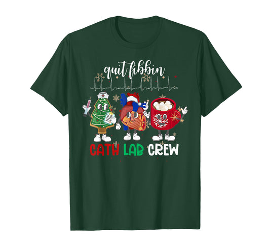 Cath Lab Christmas Crew Cardiology Nurse Echocardiography T-Shirt