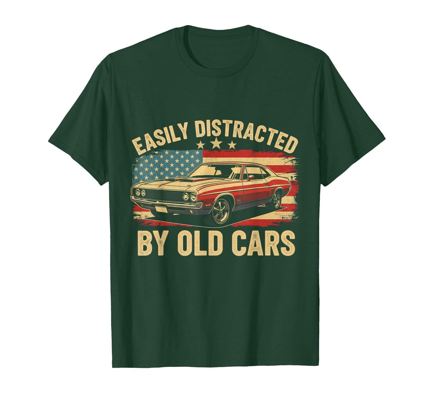 Easily Distracted by Old Cars Classic Car Funny Guy T-Shirt