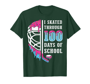 I Skated Through 100 Days of School Ice Hockey Boy 100th Day T-Shirt