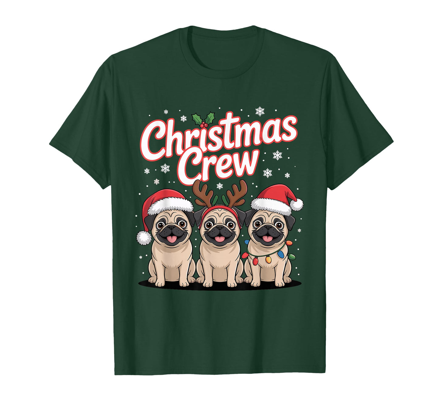 Christmas Crew Xmas Puppy Small Dog Funny Christmas Pug T-Shirt