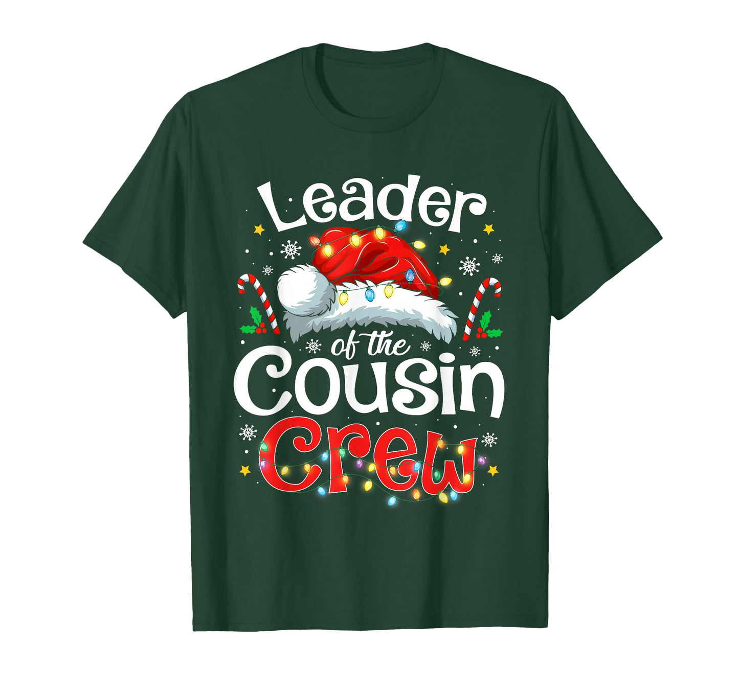 Leader of The Cousin Crew Christmas Family Matching Xmas T-Shirt