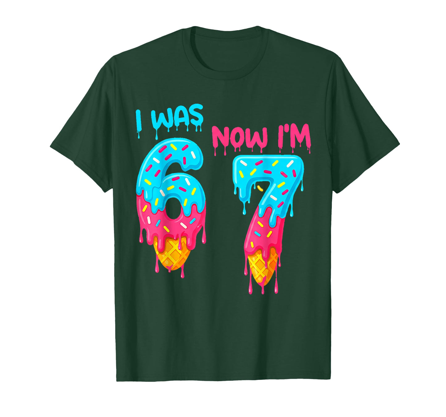 I was 6 Now I'm 7 Funny 7th Birthday Kids Ice Cream Drip T-Shirt