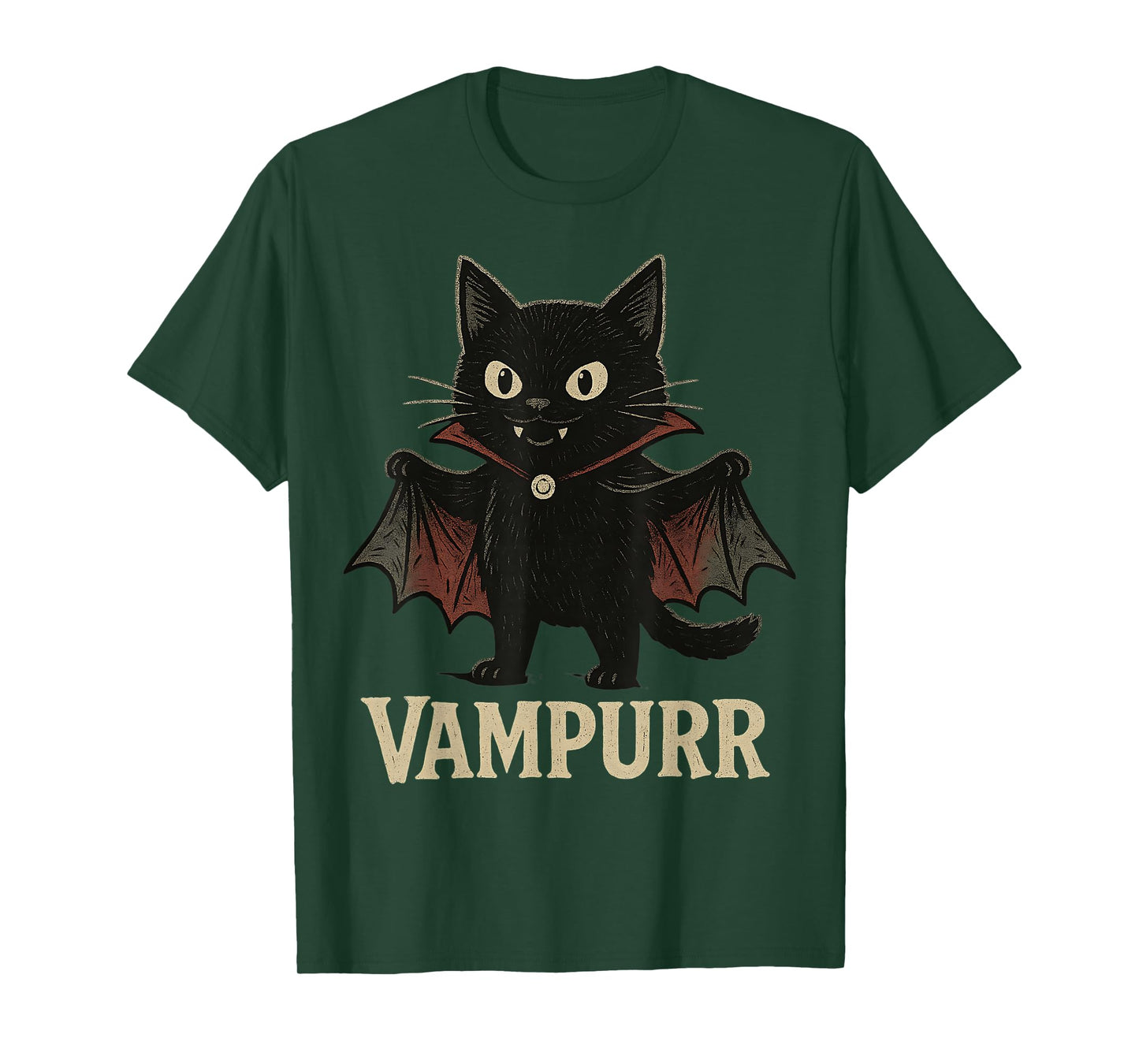 Vampurr Vampire Halloween Cute Cat Pun Funny Graphic T-Shirt
