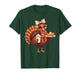 Turkey Drinking Coffee Thanksgiving Bow Turkey Day Womens T-Shirt