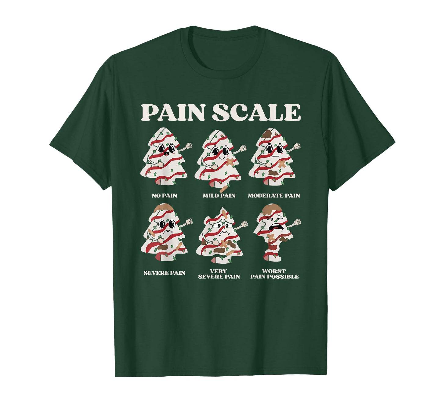 Funny Pain Scale Xmas Tree Cakes Nurse Christmas Pajamas Pjs T-Shirt