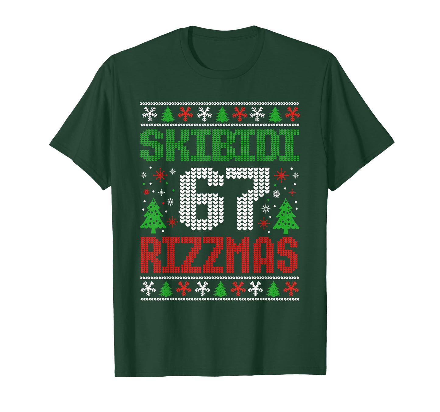 Skibidi Six Seven Rizzmas Funny Meme 67 Ugly Christmas T-Shirt